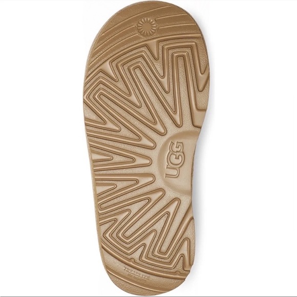 UGG Kids Keegan Metallic Gold Shimmer Faux Fur Lined Slippers Slip-On Shoes NWT - Picture 4 of 8